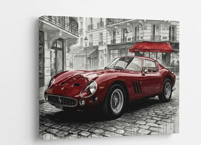 Décoration murale Ferrari 250 GTO voiture luxe contraste urbain noir blanc design moderne
