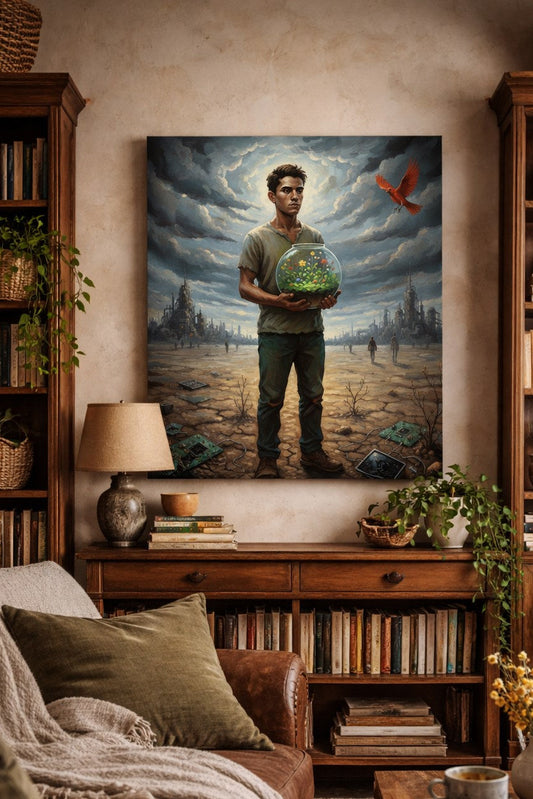 Tableaux modernes pour salon figuration contemporaine narrative engagée
