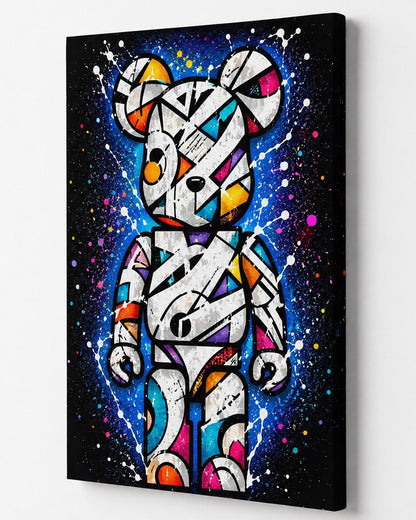 Œuvre design inspirée du pop art et du street art avec couleurs vives et silhouette iconique
