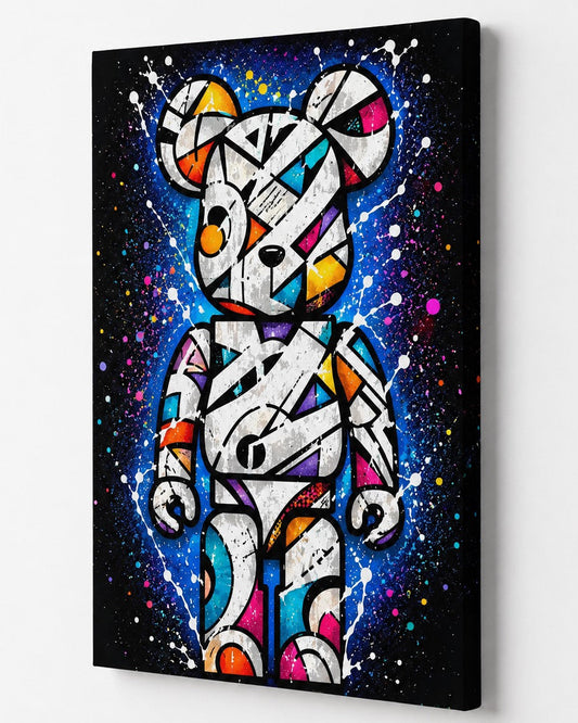 Œuvre design inspirée du pop art et du street art avec couleurs vives et silhouette iconique
