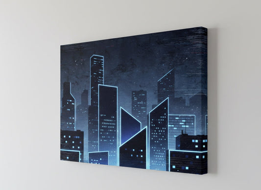 Déco murale urbaine cyber ville lumineuse style contemporain
