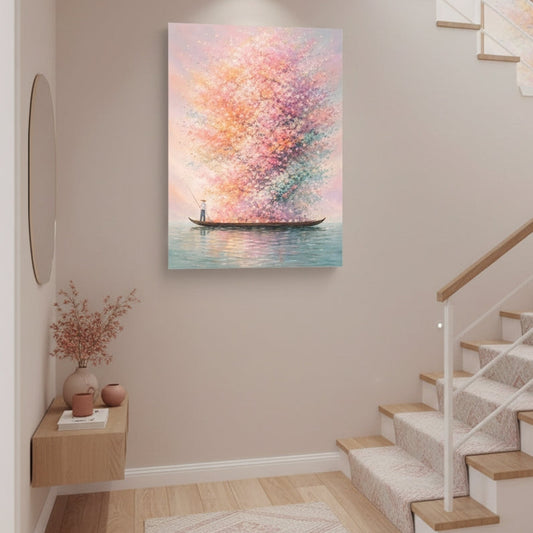 Tableau zen dans une déco calme et contemplation, couleurs douces
