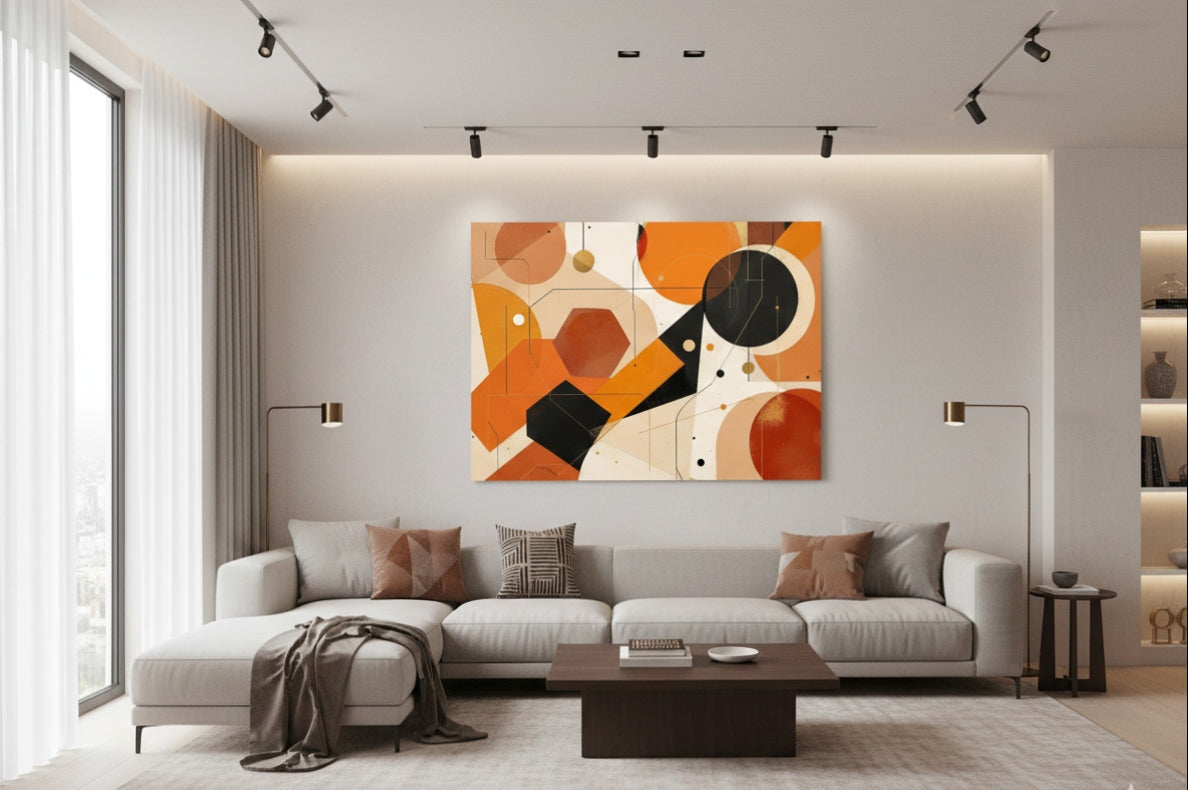 Détail tableau abstrait géométrique
