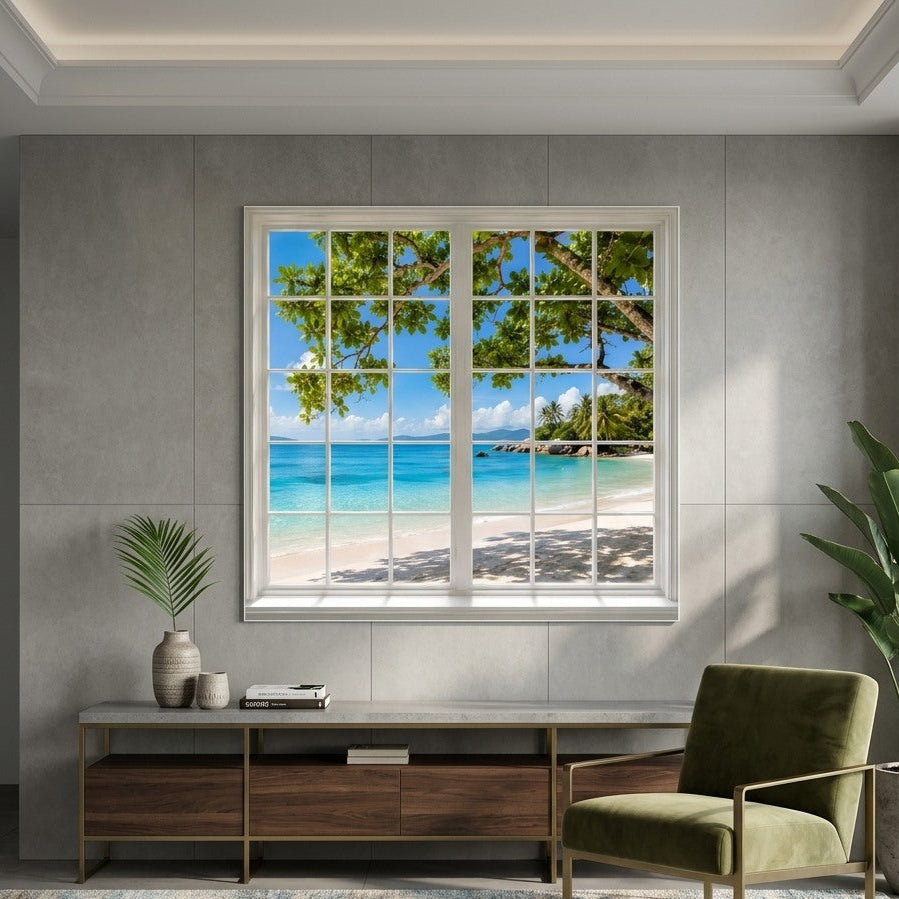  Décoration murale plage avec lagon et paysage tropical
