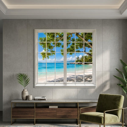  Décoration murale plage avec lagon et paysage tropical
