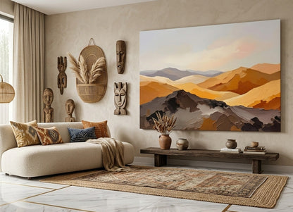 Tableau mural design désert tons chauds pour intérieur moderne élégant
