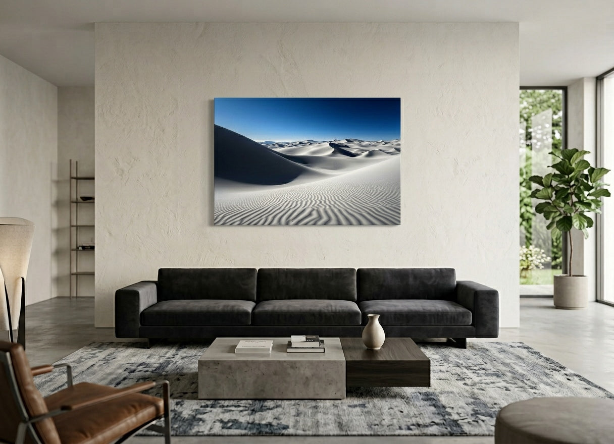 Paysage désert dunes accroché dans salon moderne décoration murale naturelle
