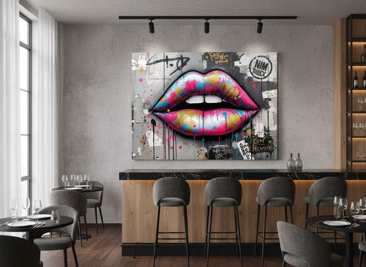 Détails graphiques des lèvres pop art contemporaines
