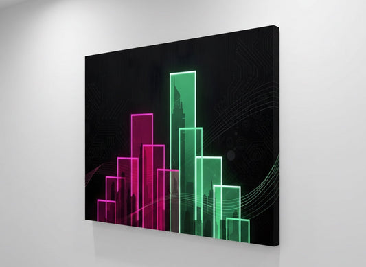 Tableau contemporain architecture futuriste neon
