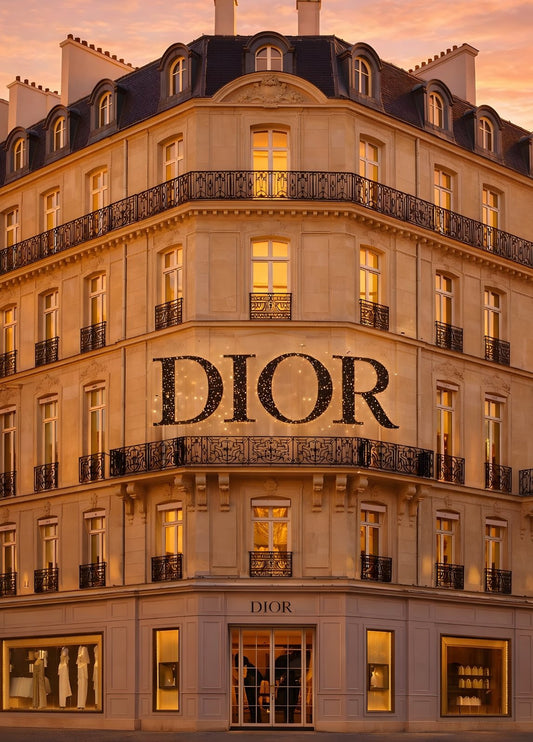 Tableau façade DIOR Paris illuminée
