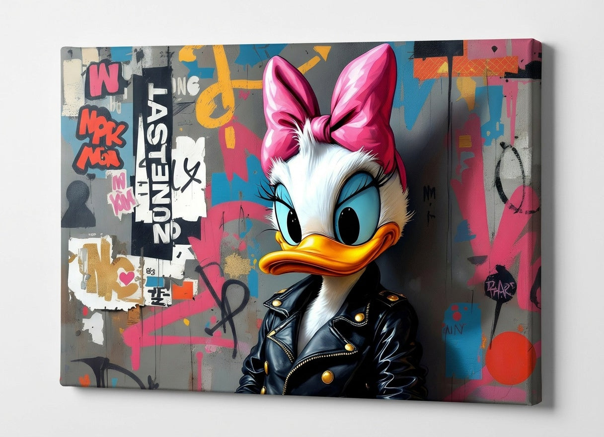 Tableau personnage Disney Daisy Duck style urbain

