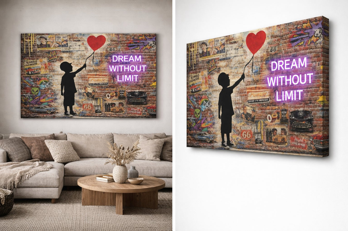 Tableau pop art sur toile vue de profil
