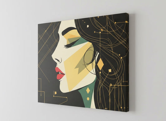 construction graphique fine lignes dorées inspirées constellation abstraite design mural contemporain haut de gamme
