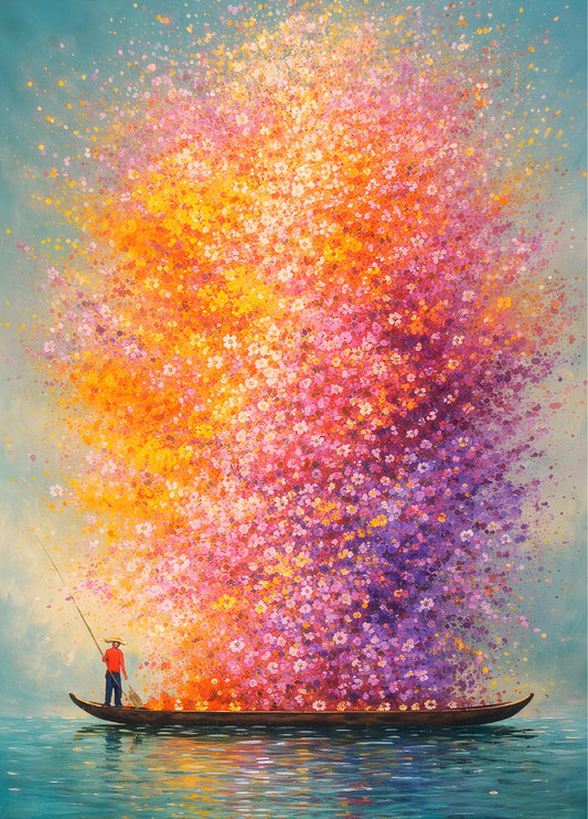 Nuée de couleurs pastel abstraites évoquant le calme et la contemplation
