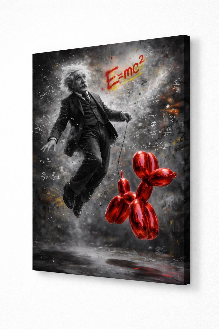 Détail du tableau Einstein street art avec formules graphiques et ambiance urbaine contemporaine
