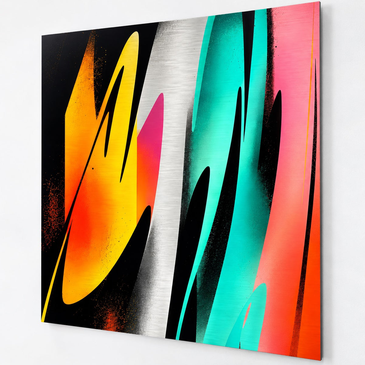 Tableau abstrait Electric Waves imprimé sur aluminium
