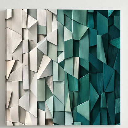 Tableau aux formes géométriques vertes imprimé sur toile
