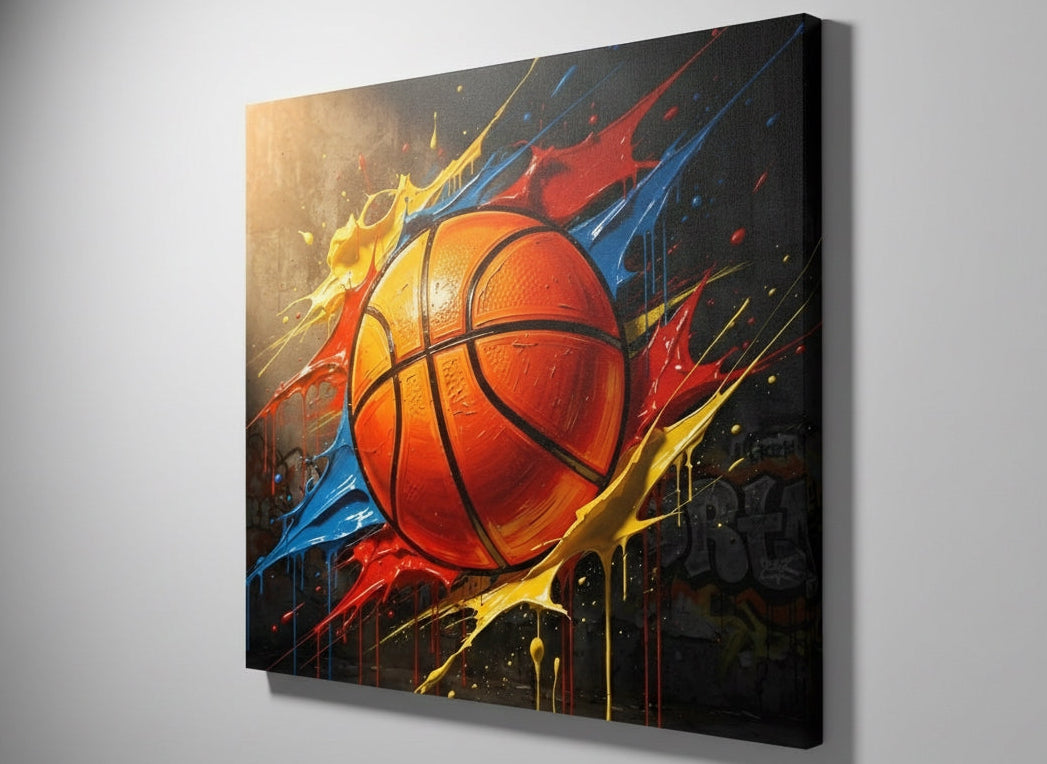 Déco murale basketball pop art, rendu premium – Dunk Chromatique
