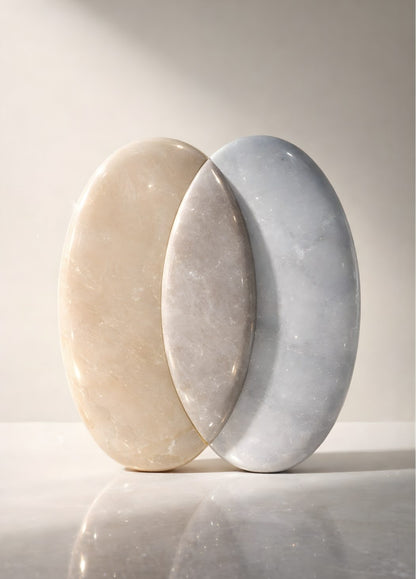 Tableau abstrait formes minérales beige gris style minimaliste zen
