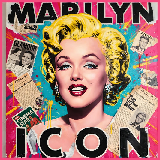 Tableau icône glamour rétro pop art couleurs vibrantes style hollywoodien
