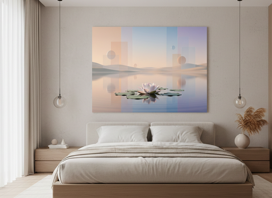 Œuvre murale zen en situation intérieure
