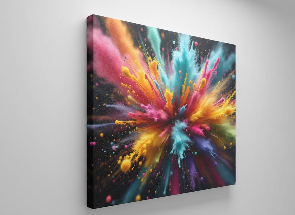 Tableau abstrait coloré vue de profil sur toile contemporaine impression haute définition
