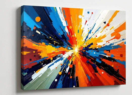 Vue de profil tableau abstrait moderne explosion cosmique imprimé sur toile artistique haute qualité
