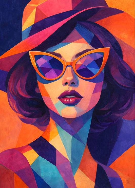 Œuvre murale portrait pop coloré pour salon moderne et intérieur créatif
