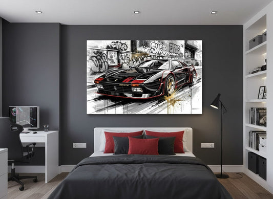 décoration murale supercar italienne loft industriel garage design premium
