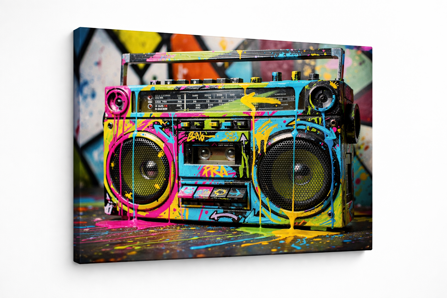 Tableau ghetto blaster pop art urbain retro
