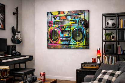 Tableau mural radio vintage street art
