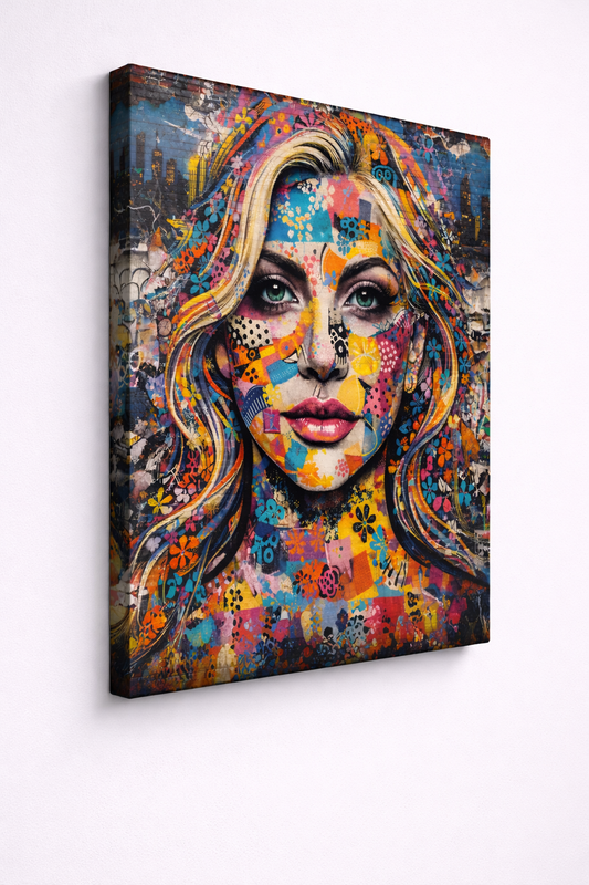 Tableau Lady Gaga pop art sur toile vue de profil

