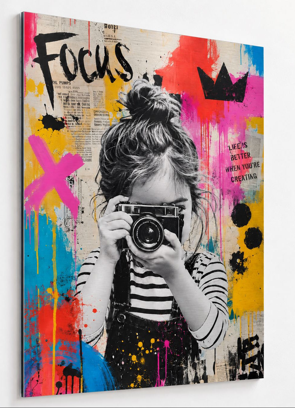 Impression sur aluminium Focus Créatif au style street art graphique et coloré
