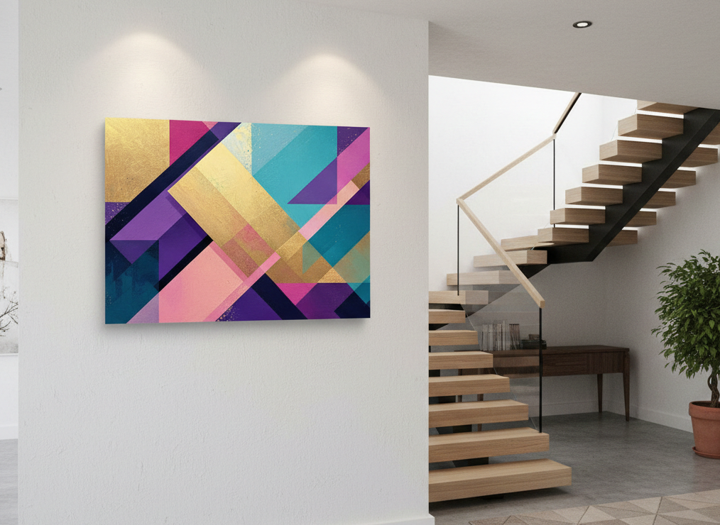 Tableau abstrait contemporain intérieur
