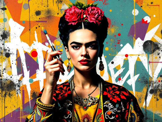 Portrait pop art Frida Kahlo vue de face
