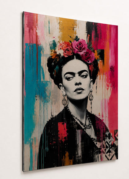 Portrait Frida Kahlo sur aluminium métallique
