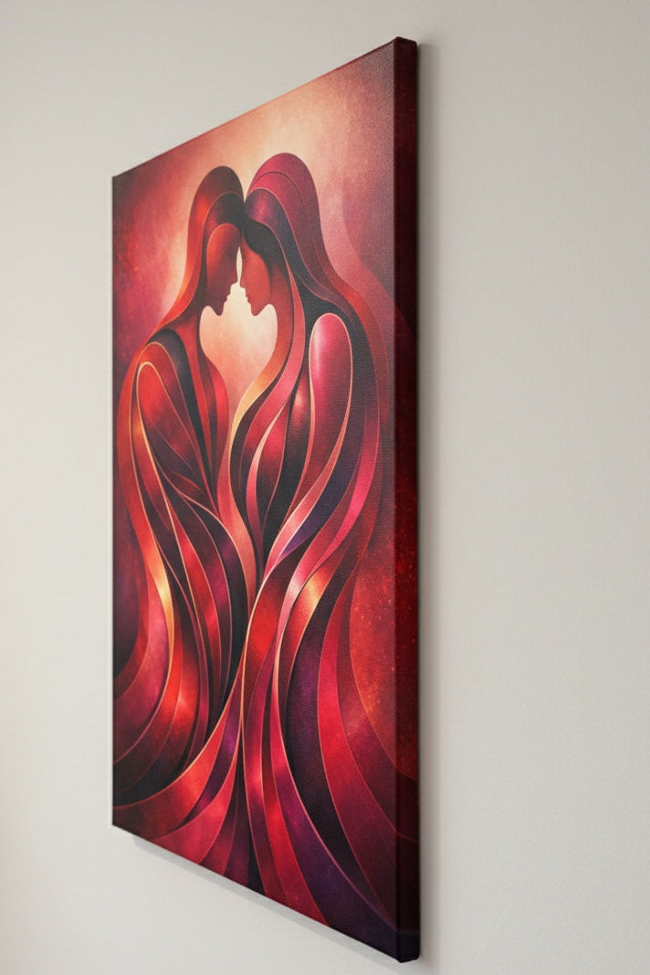 Détail lignes ondulantes rouge carmin style contemporain romantique
