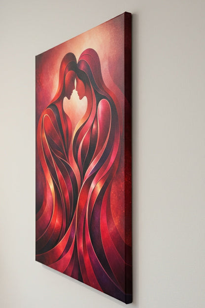 Détail lignes ondulantes rouge carmin style contemporain romantique
