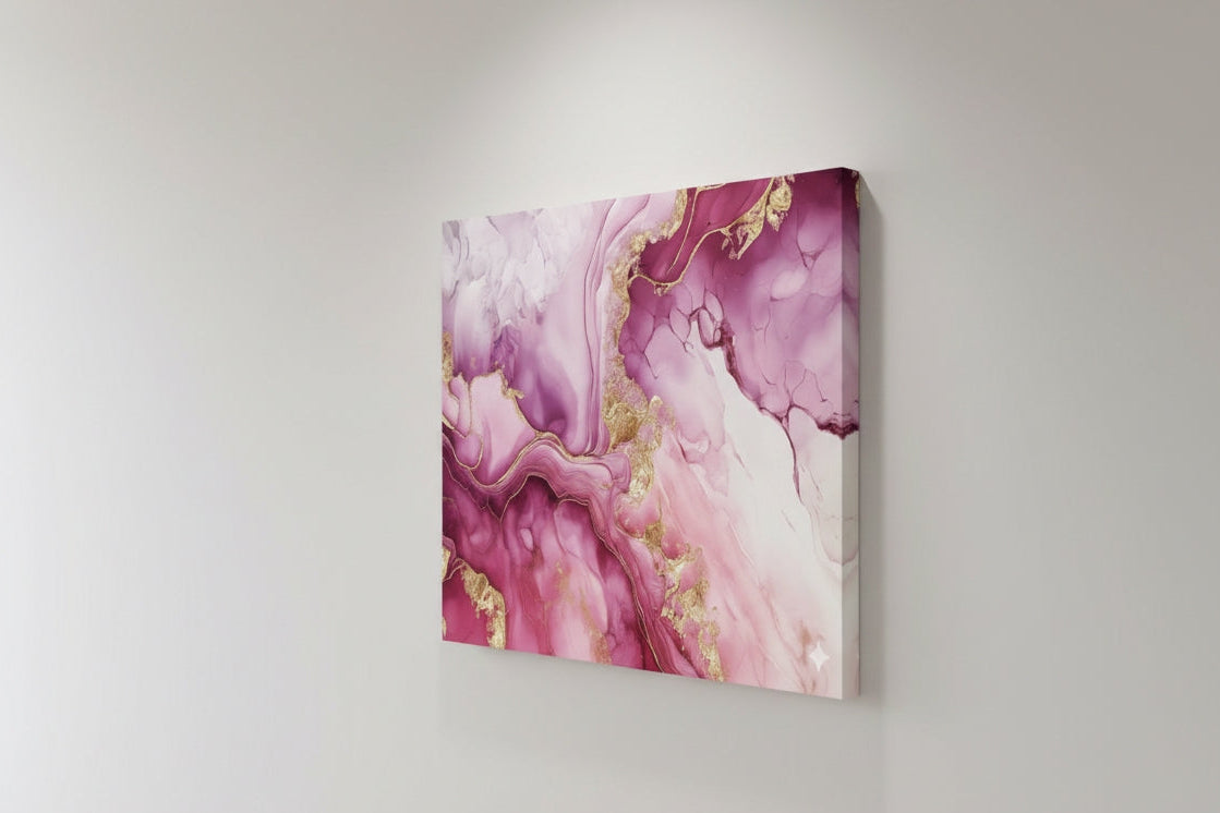 Toile tableau abstrait vue de profil sur chassis entoile
