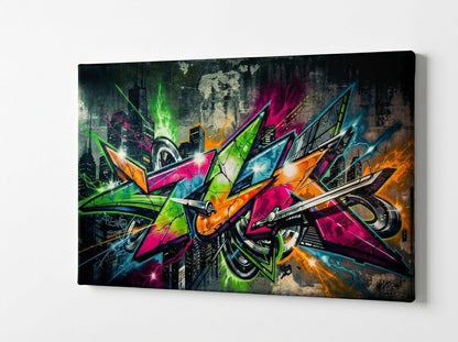 Tableau graffiti sur toile vue de profil impression haute définition rendu moderne
