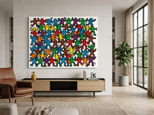 Silhouettes pop art colorées accrochées dans intérieur moderne décoration murale
