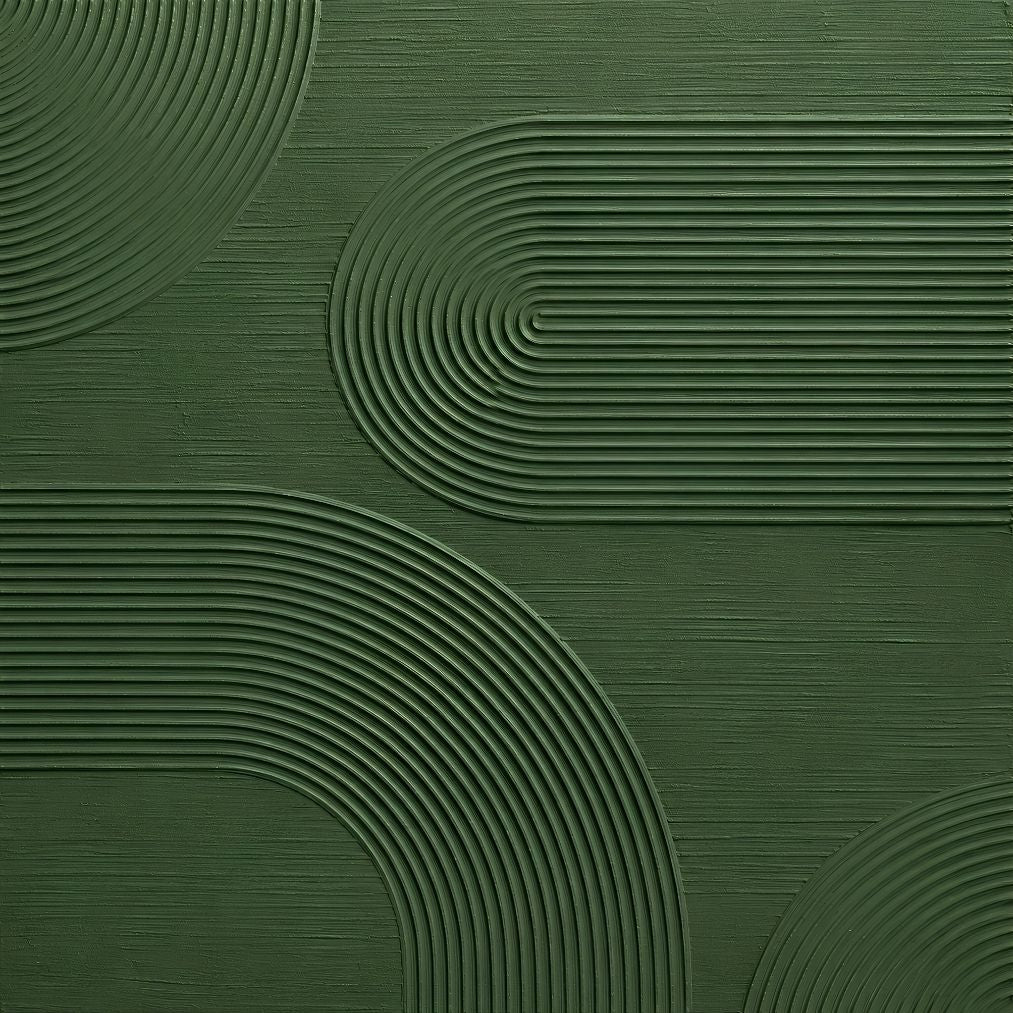 Tableau déco Green Flow imprimé sur toile avec composition verte texturée et lignes en relief
