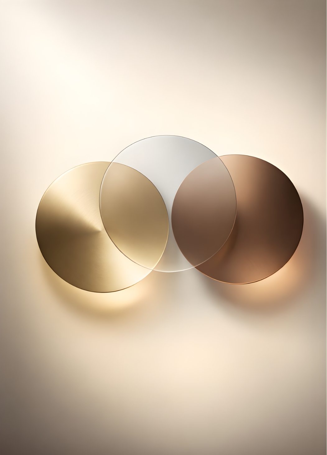 Tableau abstrait cercles dorés design minimaliste ambiance zen
