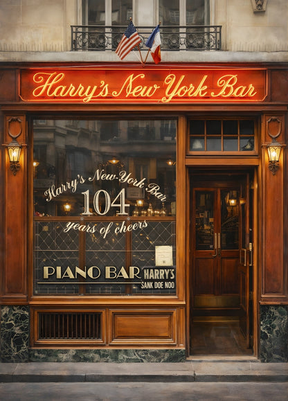 Tableau du Harry’s New York Bar à Paris façade iconique
