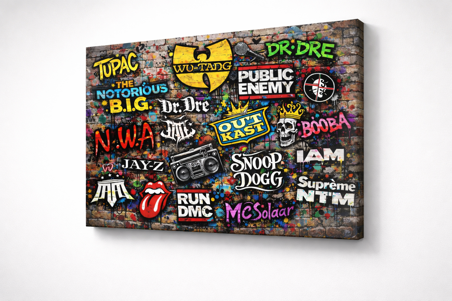 Toile pop art montée sur châssis entoilé, finition et profondeur
