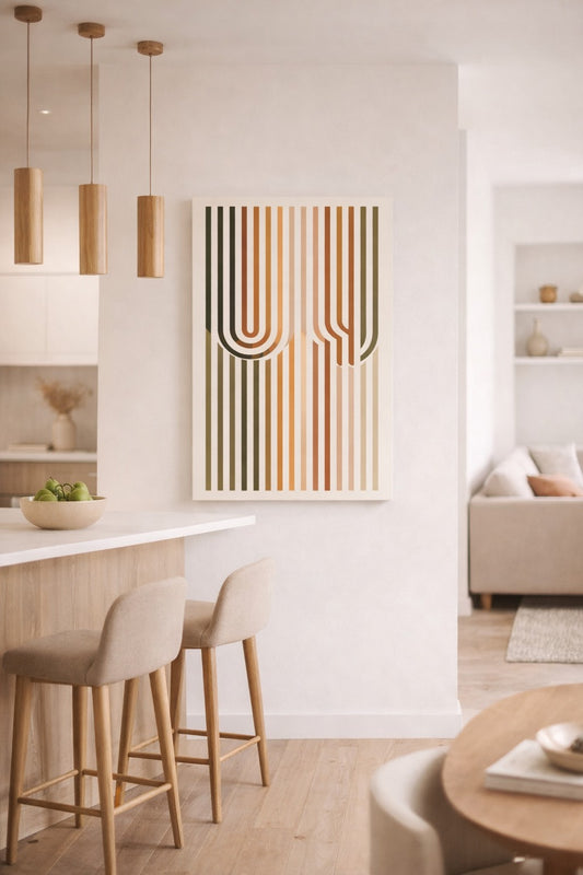 Tableau minimaliste en situation intérieure
