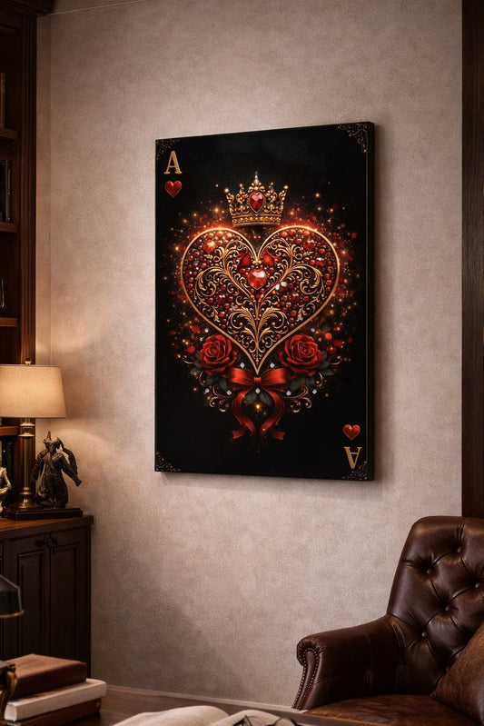 Tableau mural As de cœur baroque symbole amour décoration contemporaine
