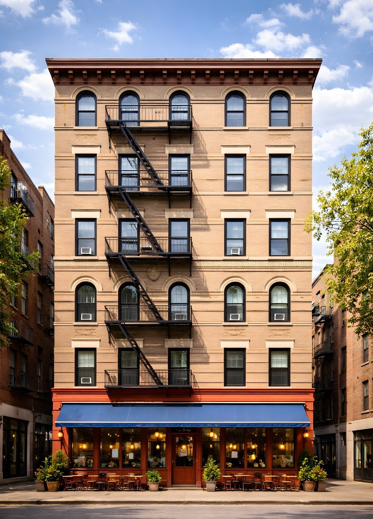 Tableau façade immeuble Friends Manhattan décoration murale urbaine
