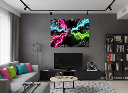 Tableau pop art street art vinyle néon mise en situation
