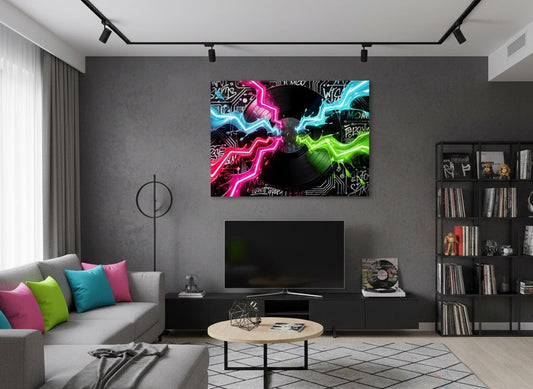 Tableau pop art street art vinyle néon mise en situation
